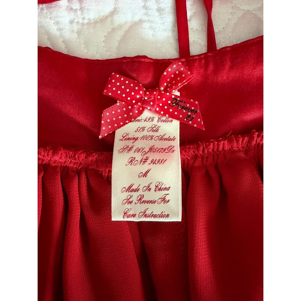 Forever 21 Red Silk Blend High Low Open Back Cocktail Dress M J05179D - Picture 6 of 13